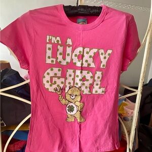 Care Bears Pink “I’m A Lucky Girl”  T-Shirt, sz L, like new.